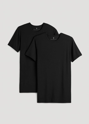 Recycled Polyester FourWay Stretch 2 Pack Luxe Modal Crewneck Undershirt in Black