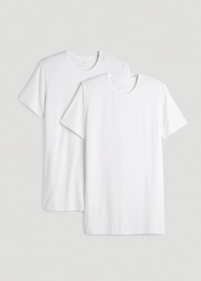 Friction Resistant Edges 2 Pack Luxe Modal Crewneck Undershirt in White