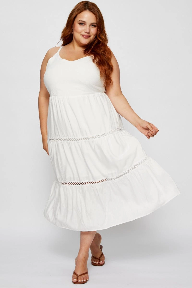 Beach Moment White Maxi Dress V-neck Sleeveless Tie