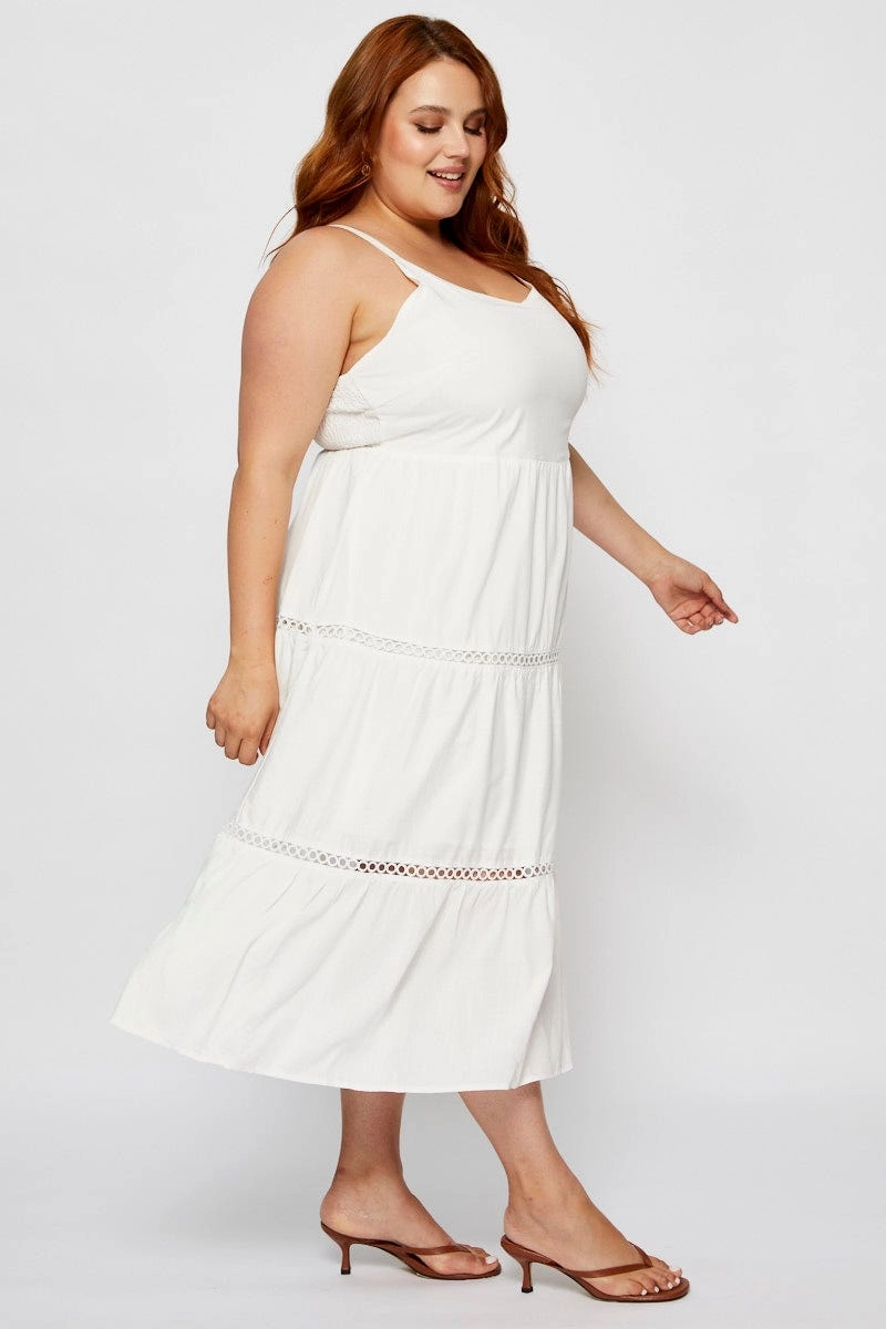 White Maxi Dress V-neck Sleeveless Tie Motion Light Sleek Tone