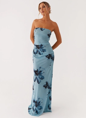 Easy Wrap Soft Wear Field Of Dreams Maxi Dress - Blue Black Floral