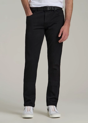 Streetwear Fan Family Style UltraSoft Lining A.T. Basics Men's Carman Tapered fit Jeans for Tall Men in Black