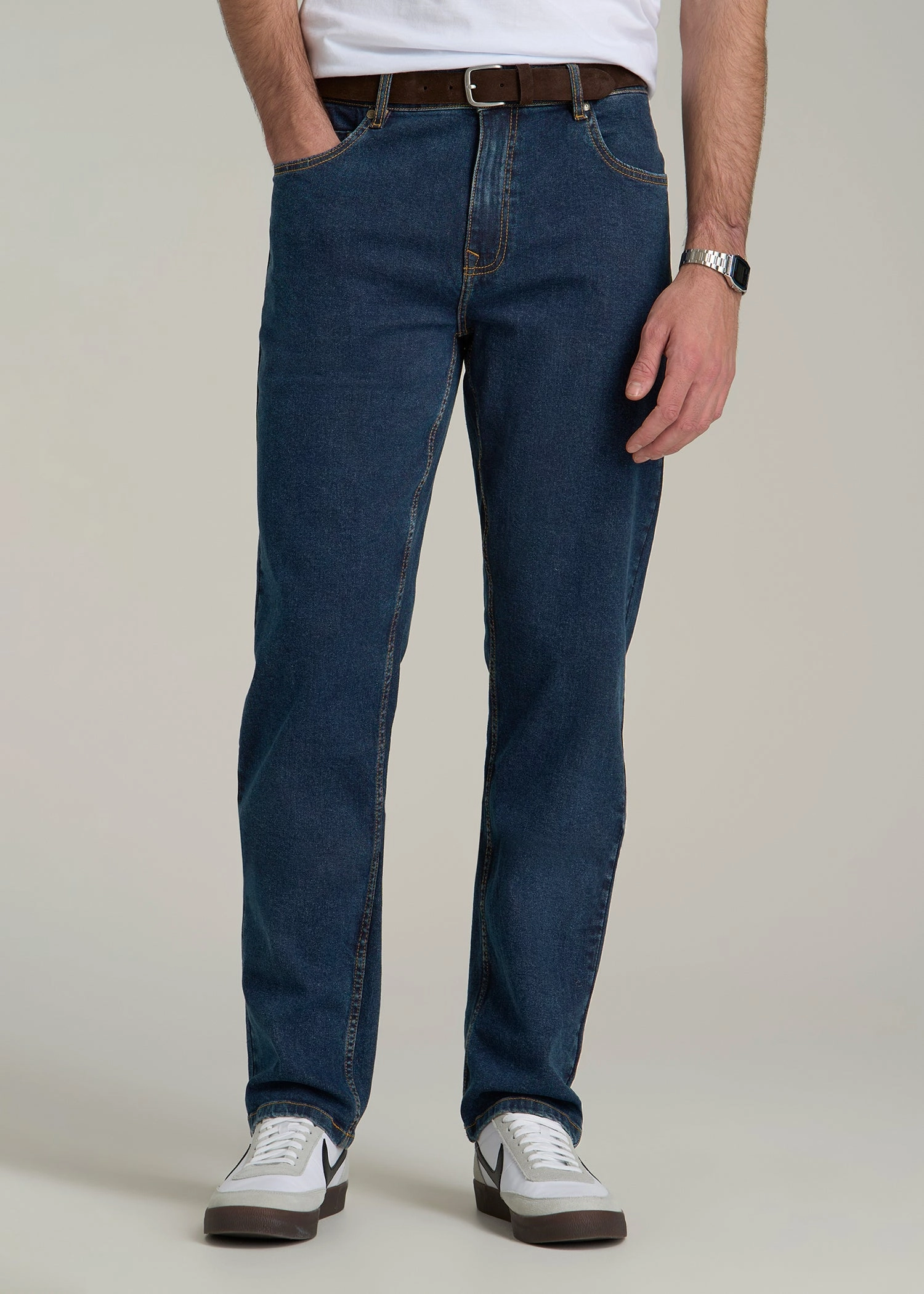 Classic Comfort A.T. Basics Men's J1 Straight Fit Jeans for Tall Men in Charged Blue