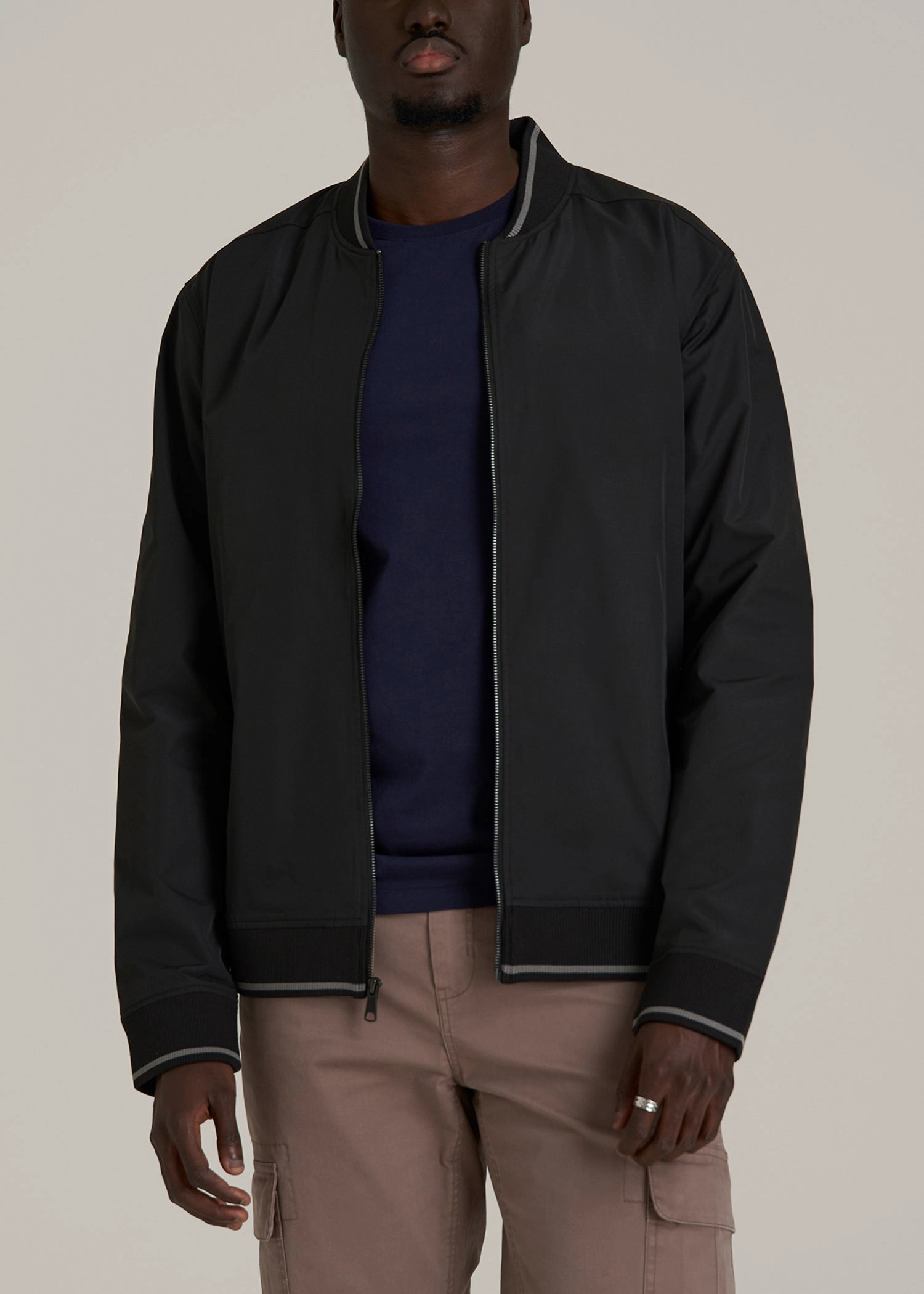 Belted Style A.T. Bomber Jacket 2.0 for Tall Men in Black