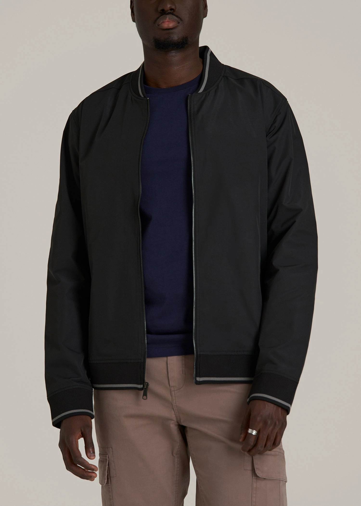 A.T. Bomber Jacket 2.0 for Tall Men in Black Casual Chill Look