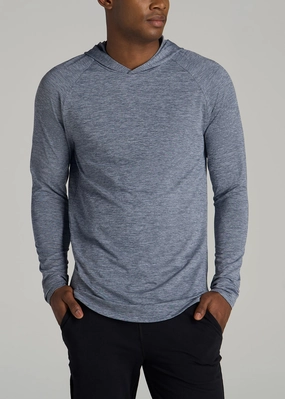 Athletic Cut Travel Active A.T. Performance Training Hoodie for Tall Men in Navy Space Dye