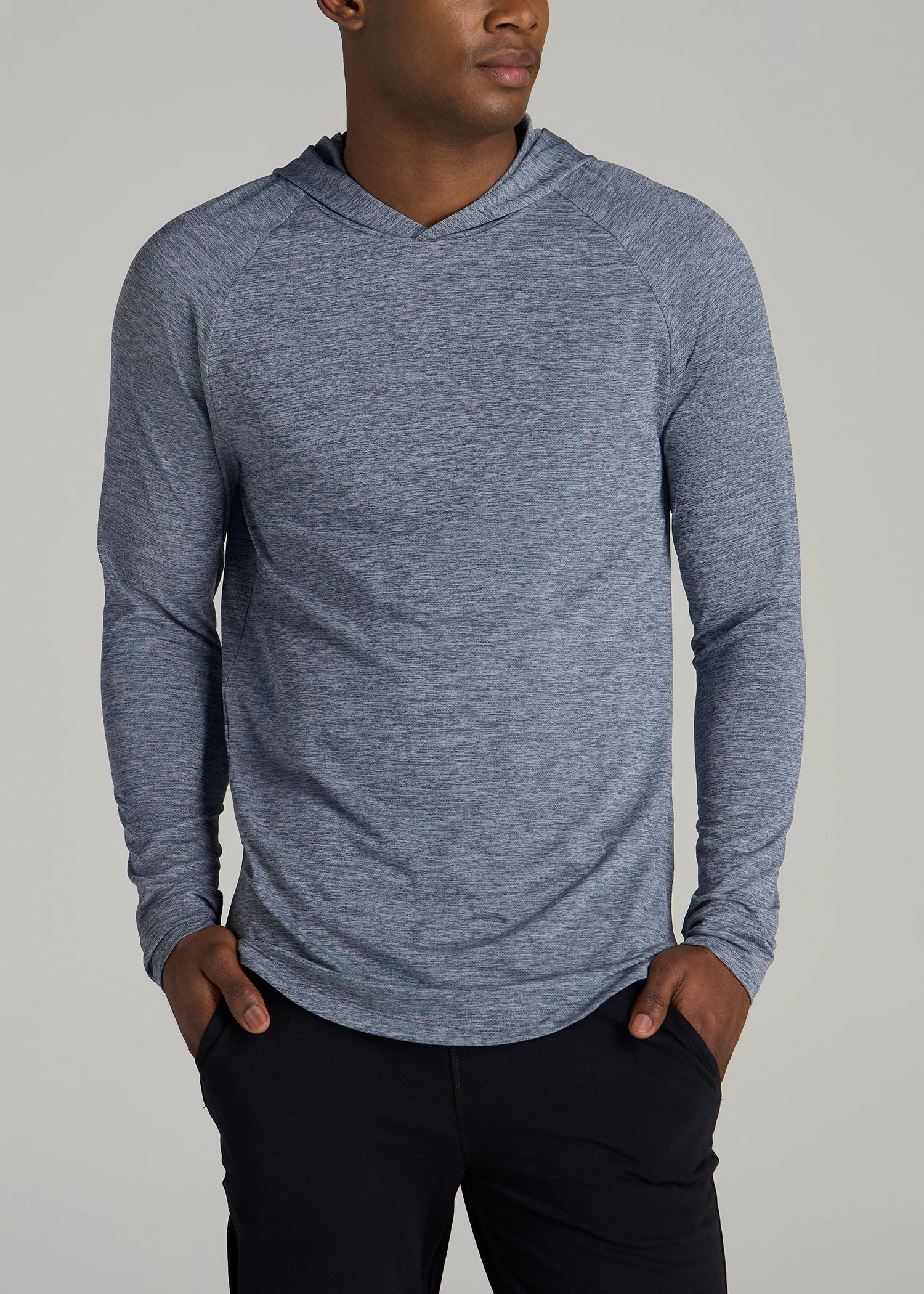 A.T. Performance Training Hoodie for Tall Men in Navy Space Dye appropriate for autumn