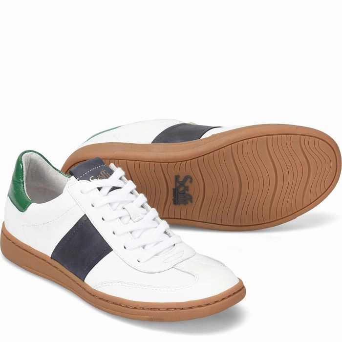 Sofft Women's Ruby Sneaker - White/Navy/Cactus Green Bounce Back Stylish Look