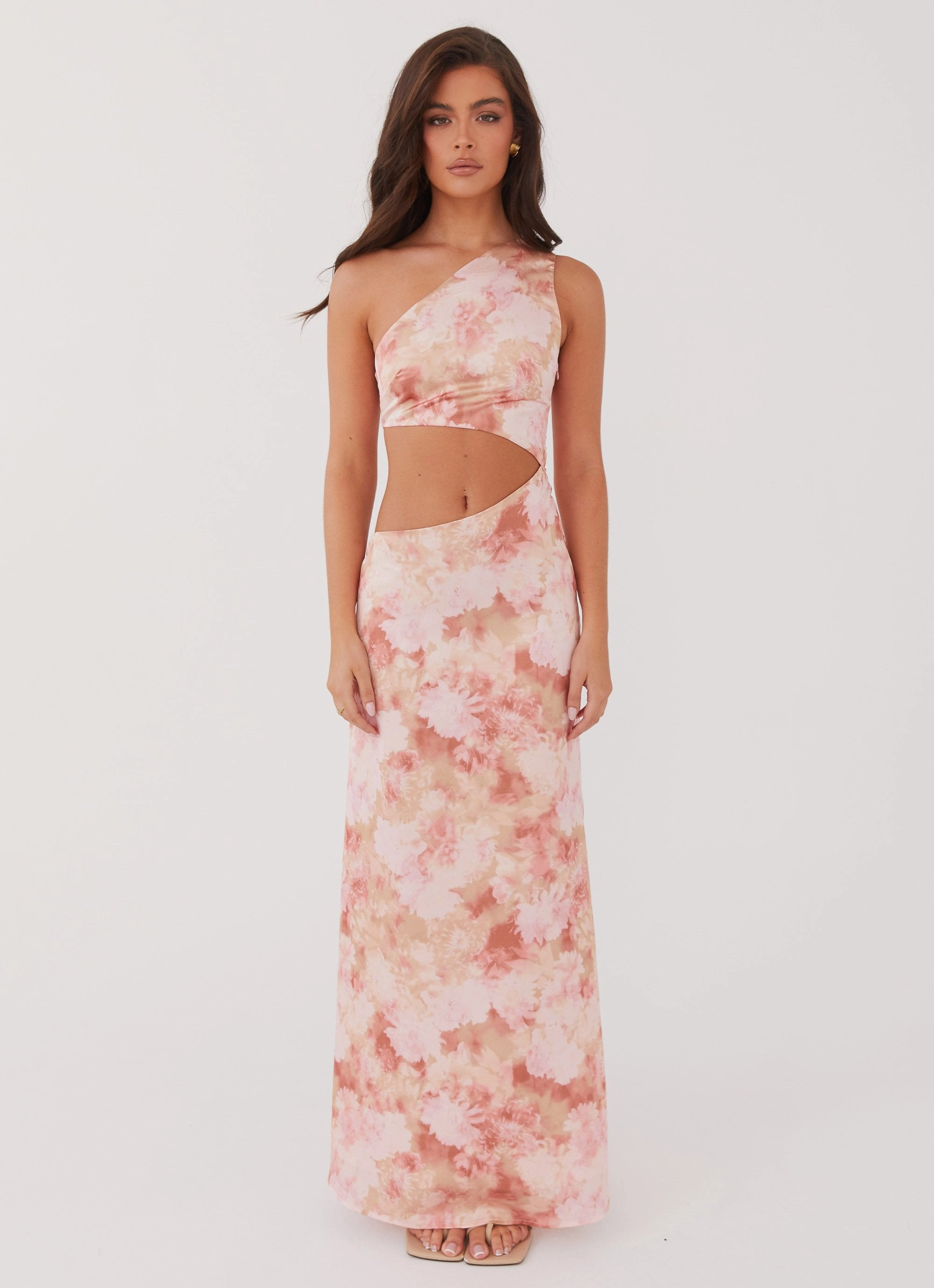 Breezy Style Krista One Shoulder Maxi Dress - Flower Garden