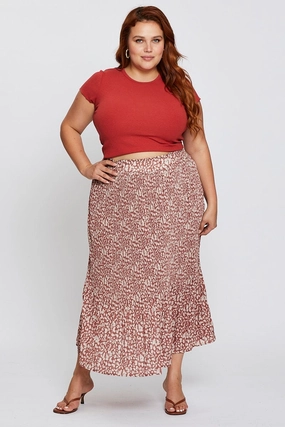 Abstract Print High Waist Maxi Skirt Soft Mood Clean Lines