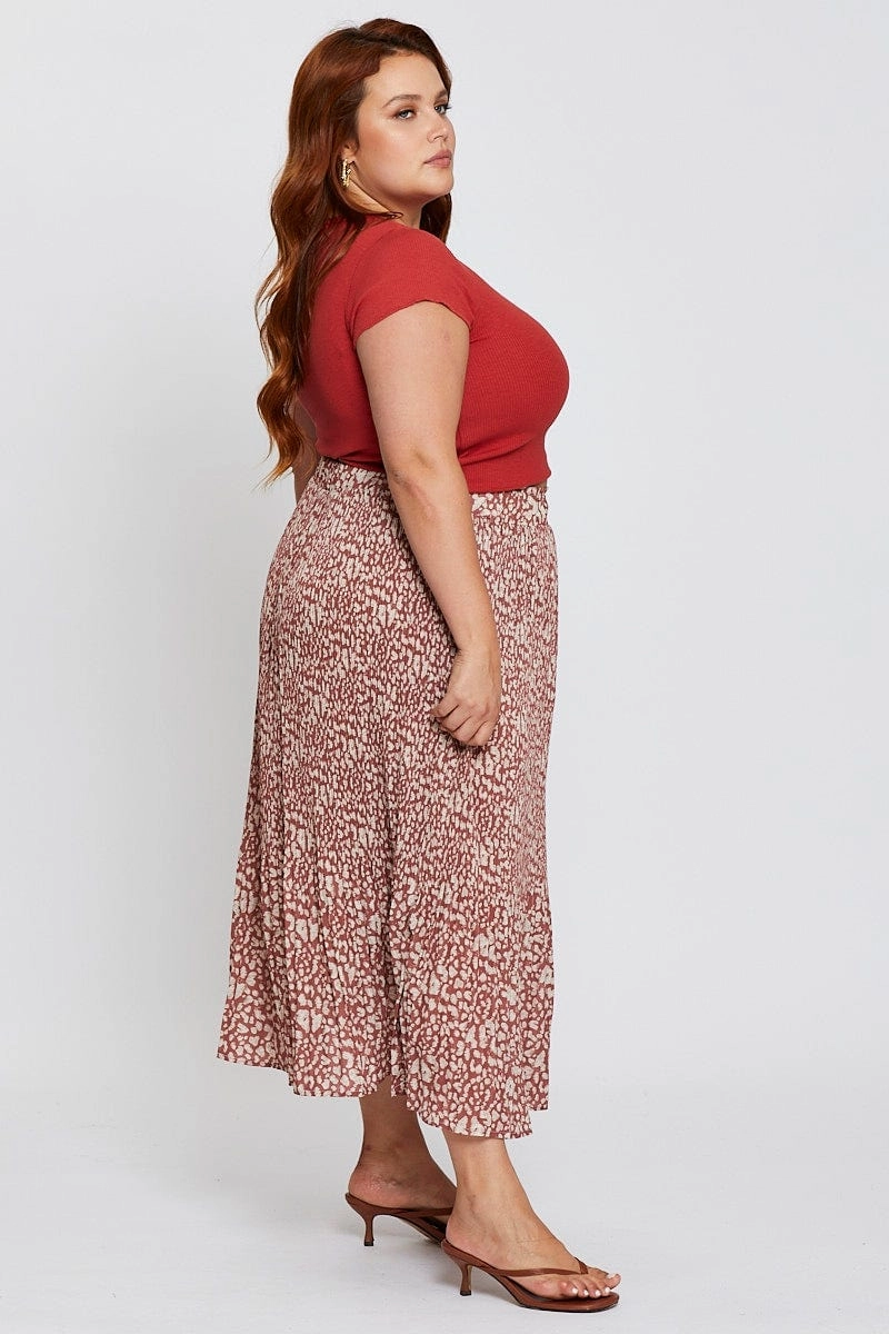 Daily Fashion Structured Shape Abstract Print High Waist Maxi Skirt