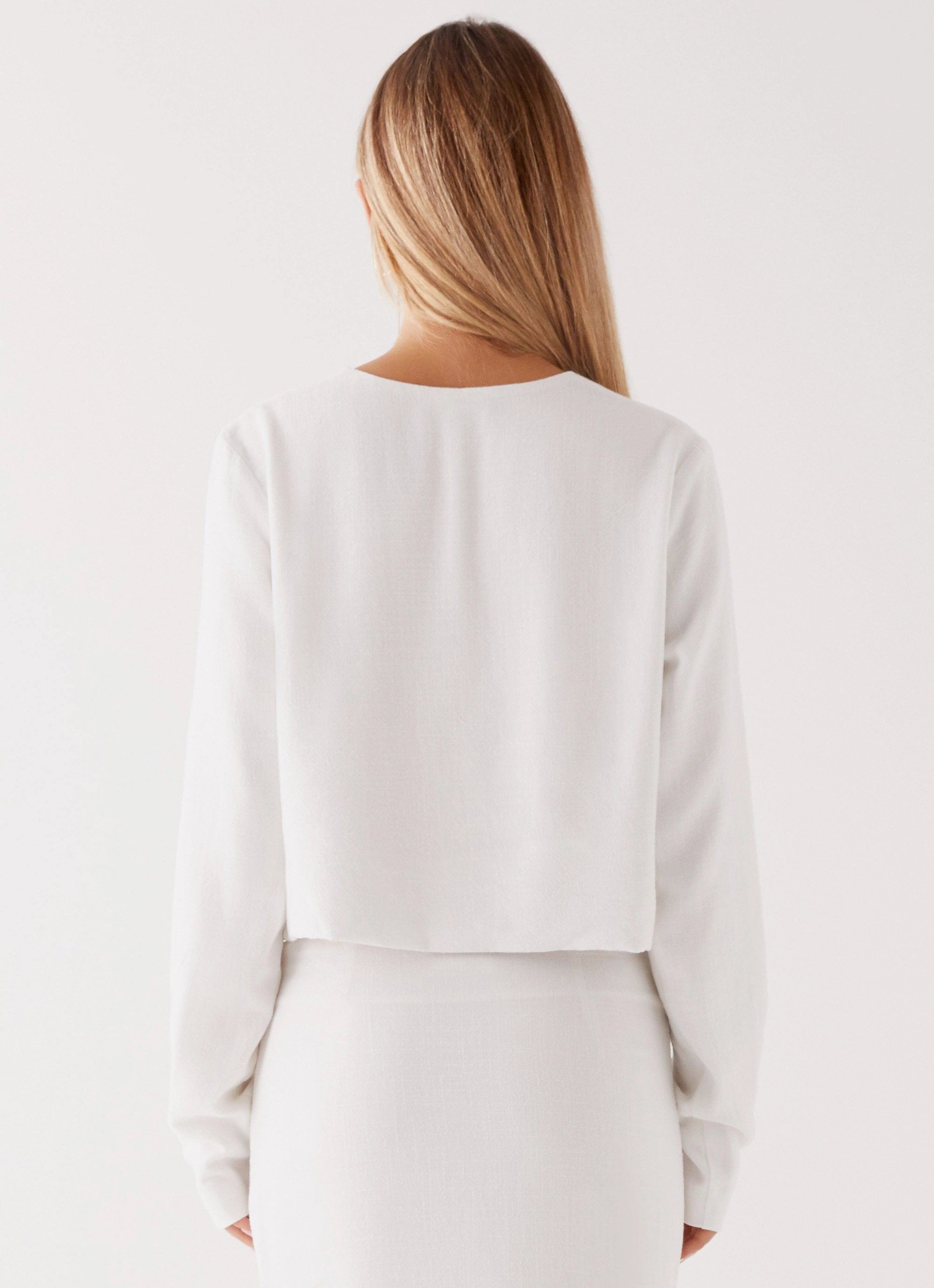 Luxury Brand Playroom Parker Linen Knotted Top - White