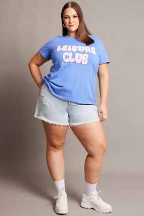 Fit For All Day Layered Style Blue Graphic T-shirt Short Sleeve Crew Neck