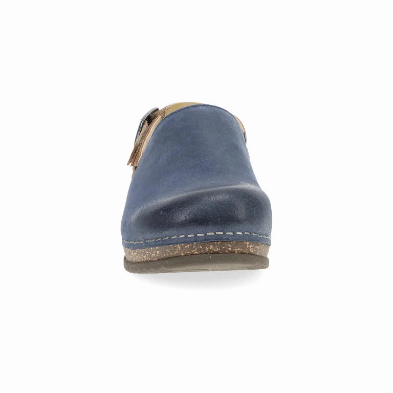 Dansko Women's Merrin Clog - Blue Burnished Suede Quiet Walk Breathe Comfort