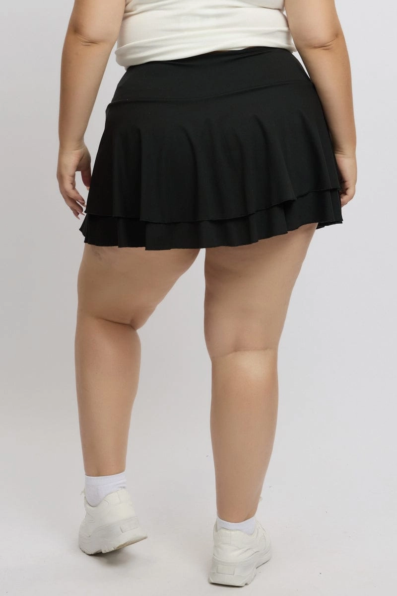 flared silhouette investment piece Black Flare Mini Skort Skirt
