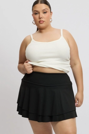 Black Flare Mini Skort Skirt Creative Layering