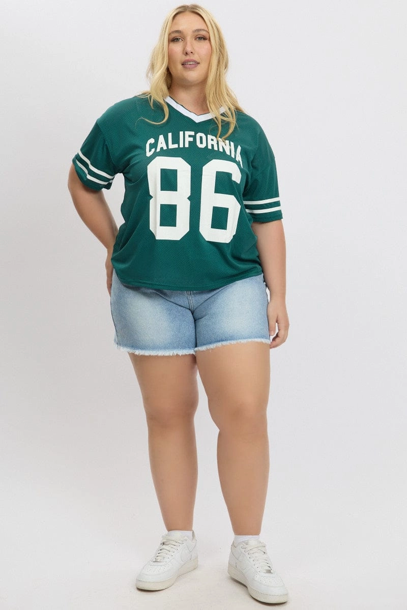 Wrinkle Resistant Green Graphic T Shirt Short Sleeve Crew Neck