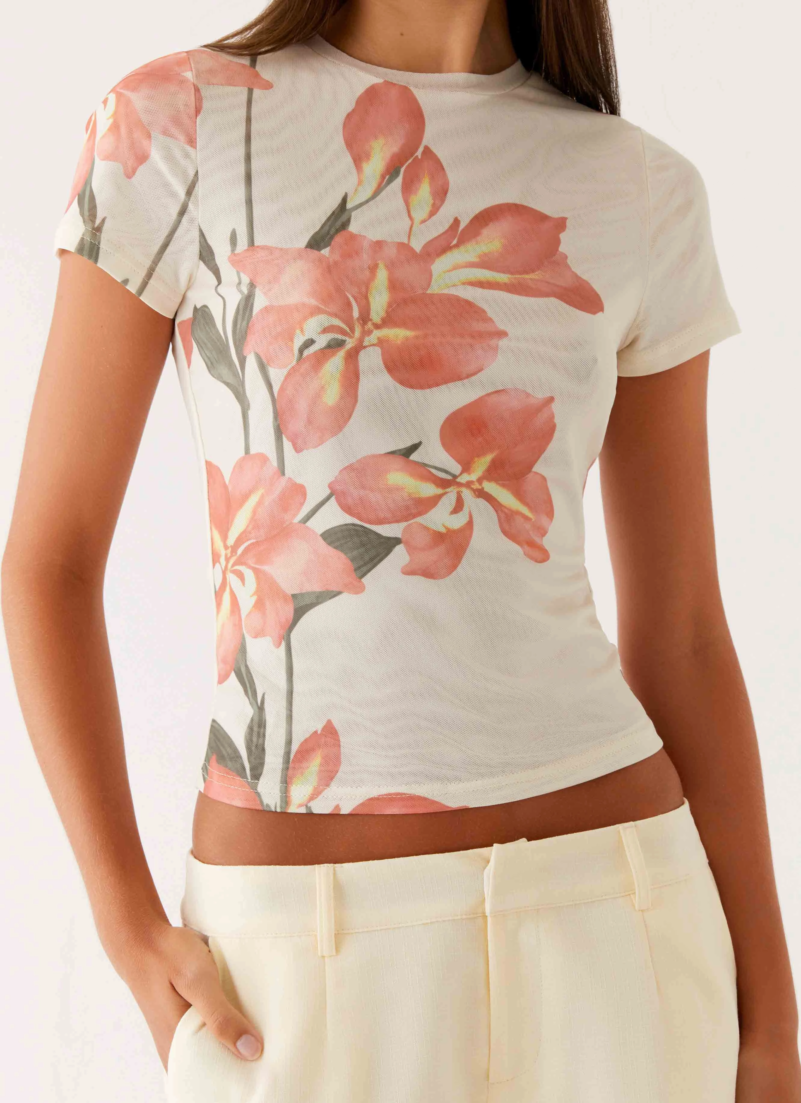 Layer Ready Late Night Mesh Baby Tee - Siena Floral