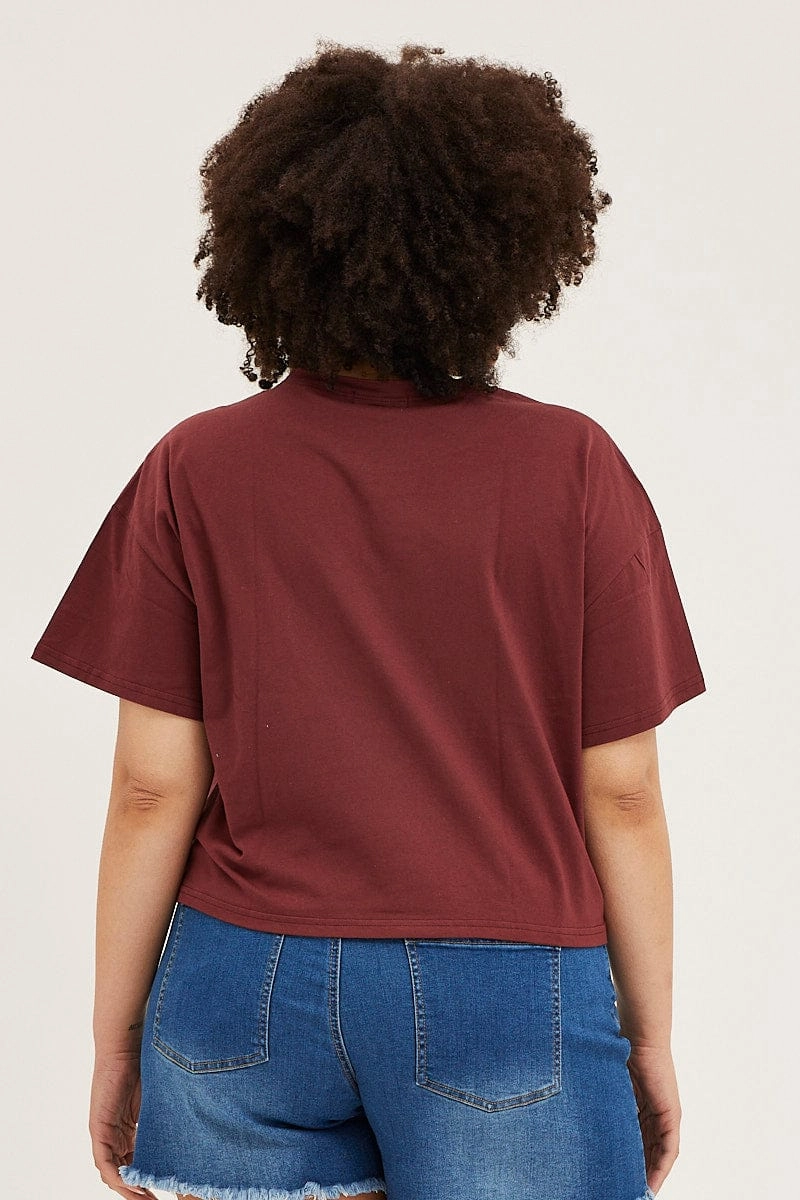 Red Short Sleeve Graphic Round Neck T-shirt Breathable Wear Fit Breathable Essentials