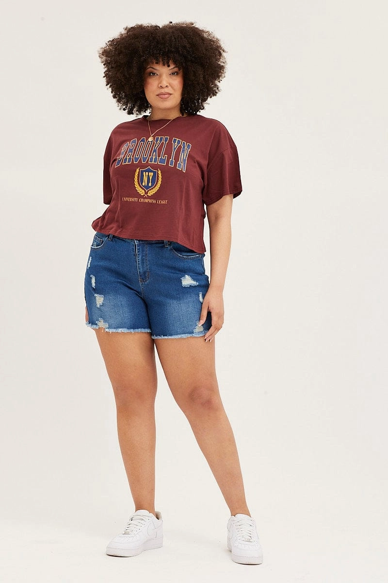 Essential Layer Seasonal Fashion Red Short Sleeve Graphic Round Neck T-shirt