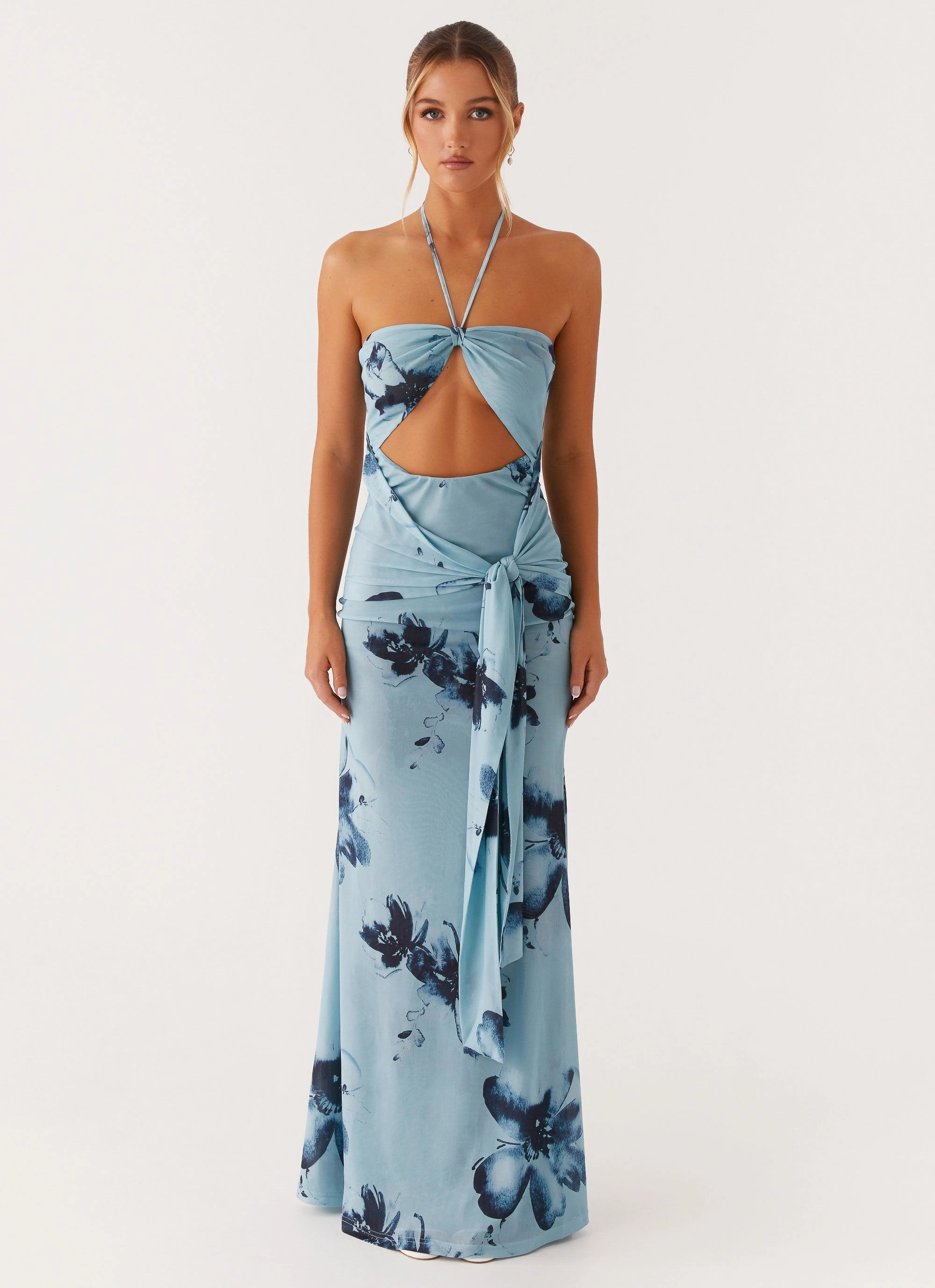 Antonia Maxi Dress - Black Blue Floral Seasonal Essential