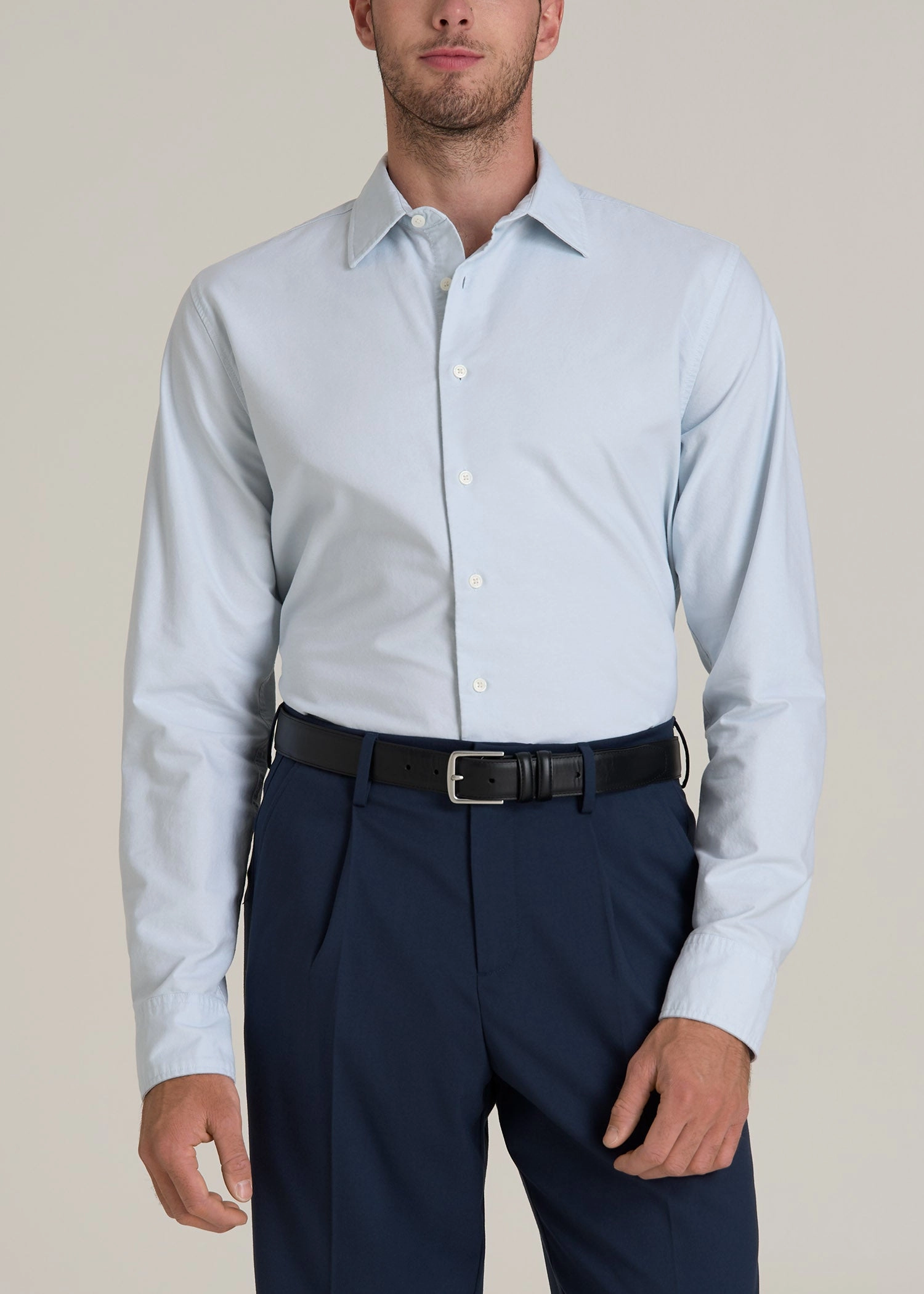 Pinpoint Oxford Shirt for Tall Men in Light Blue UVProtection