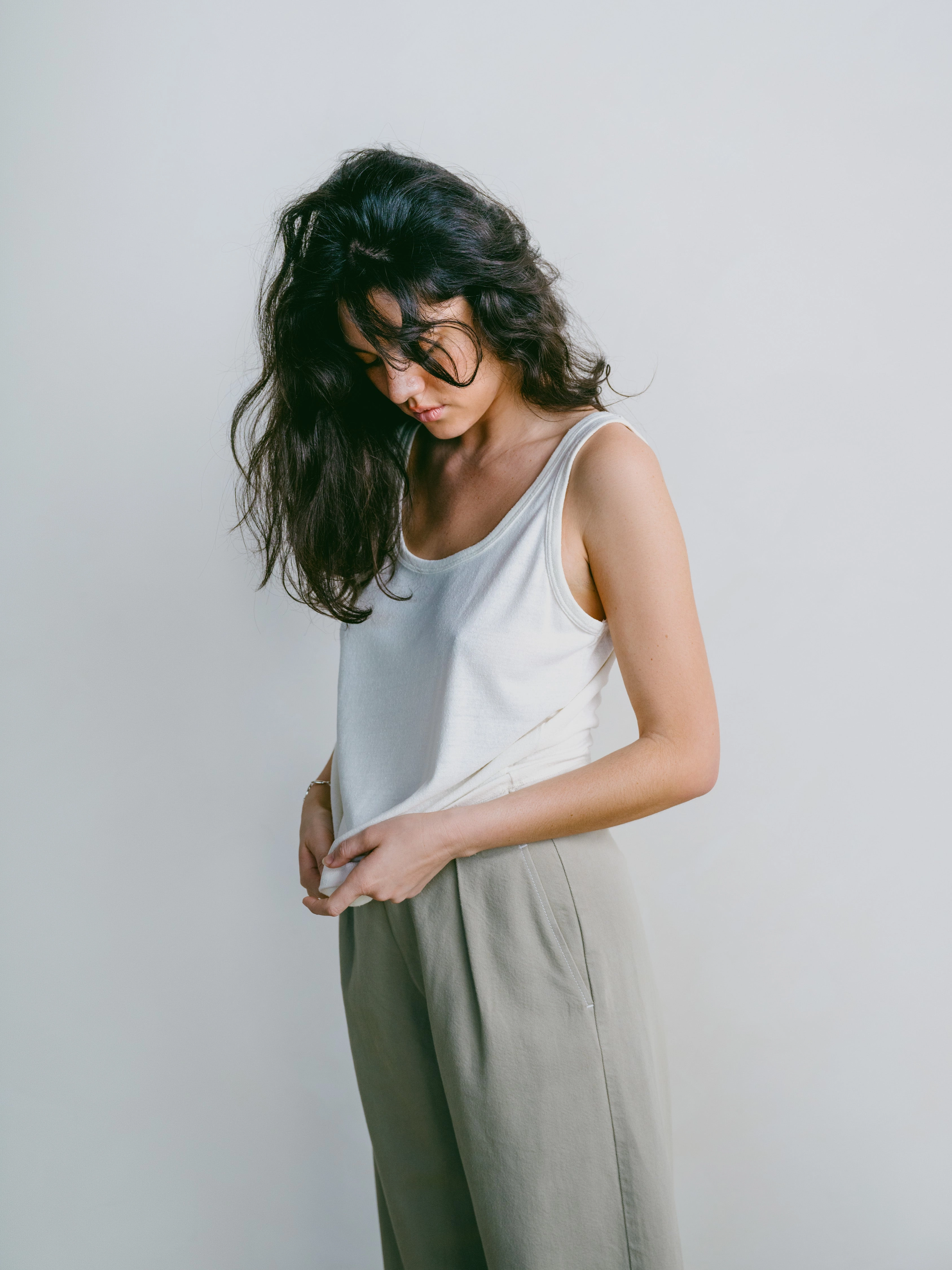 Soft Comfort Wear Scoop Tank, Regen Silk Noil Jersey, Natural
