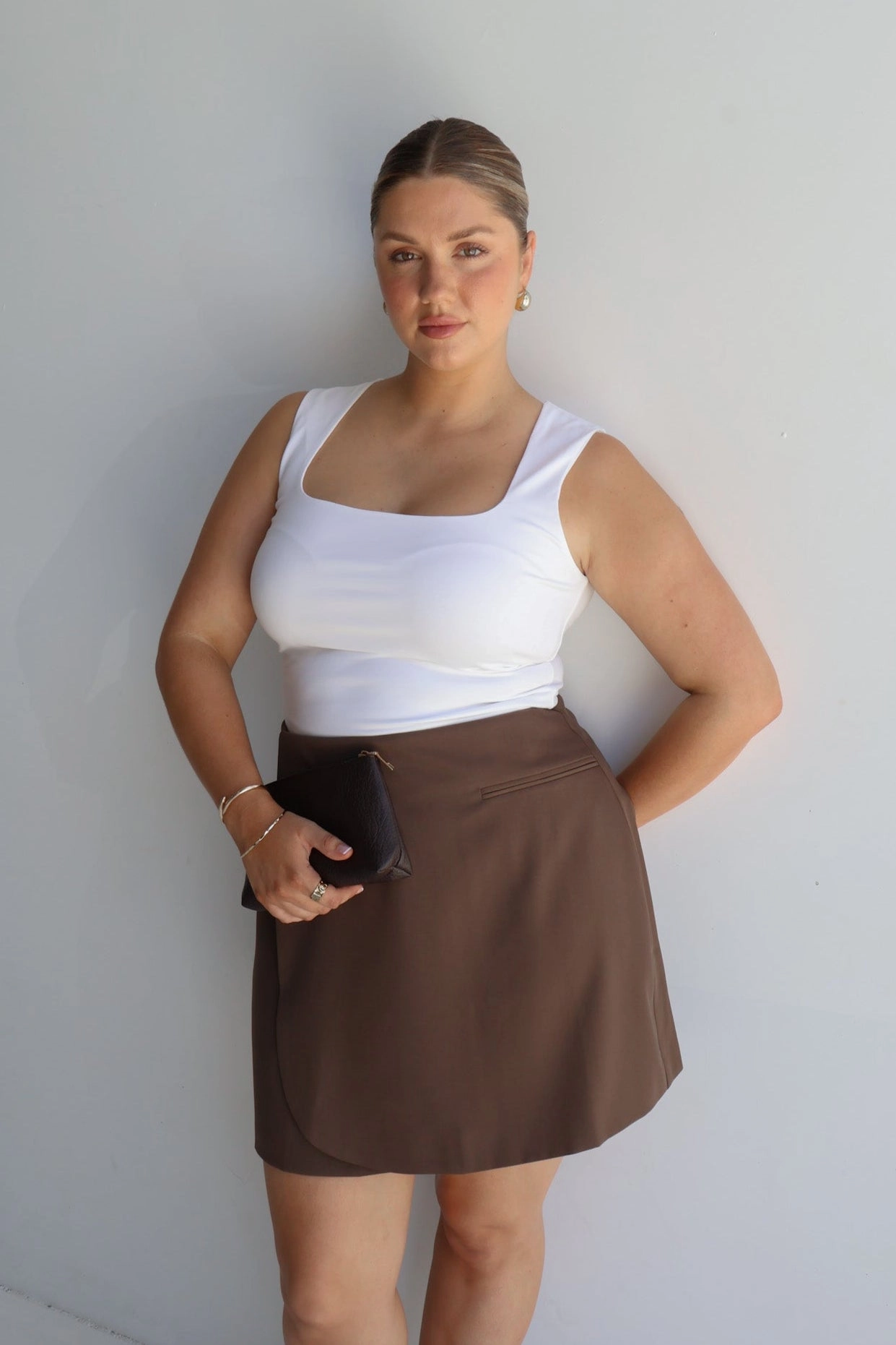 Lightwear Look Draped Silhouette PORTER SKIRT CHOCOLATE