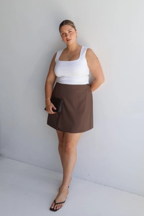 Striped Design PORTER SKIRT CHOCOLATE