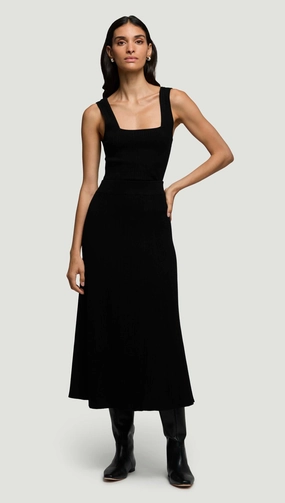 Ribbed Flare Skirt in Variegated Rib Stretch | Black Laid Back Look