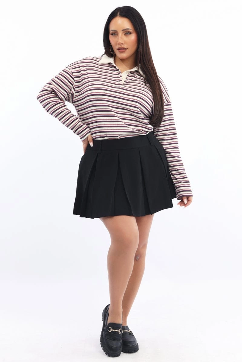 Black Pleated Mini Tennis Skirt tech fabric Full Circle