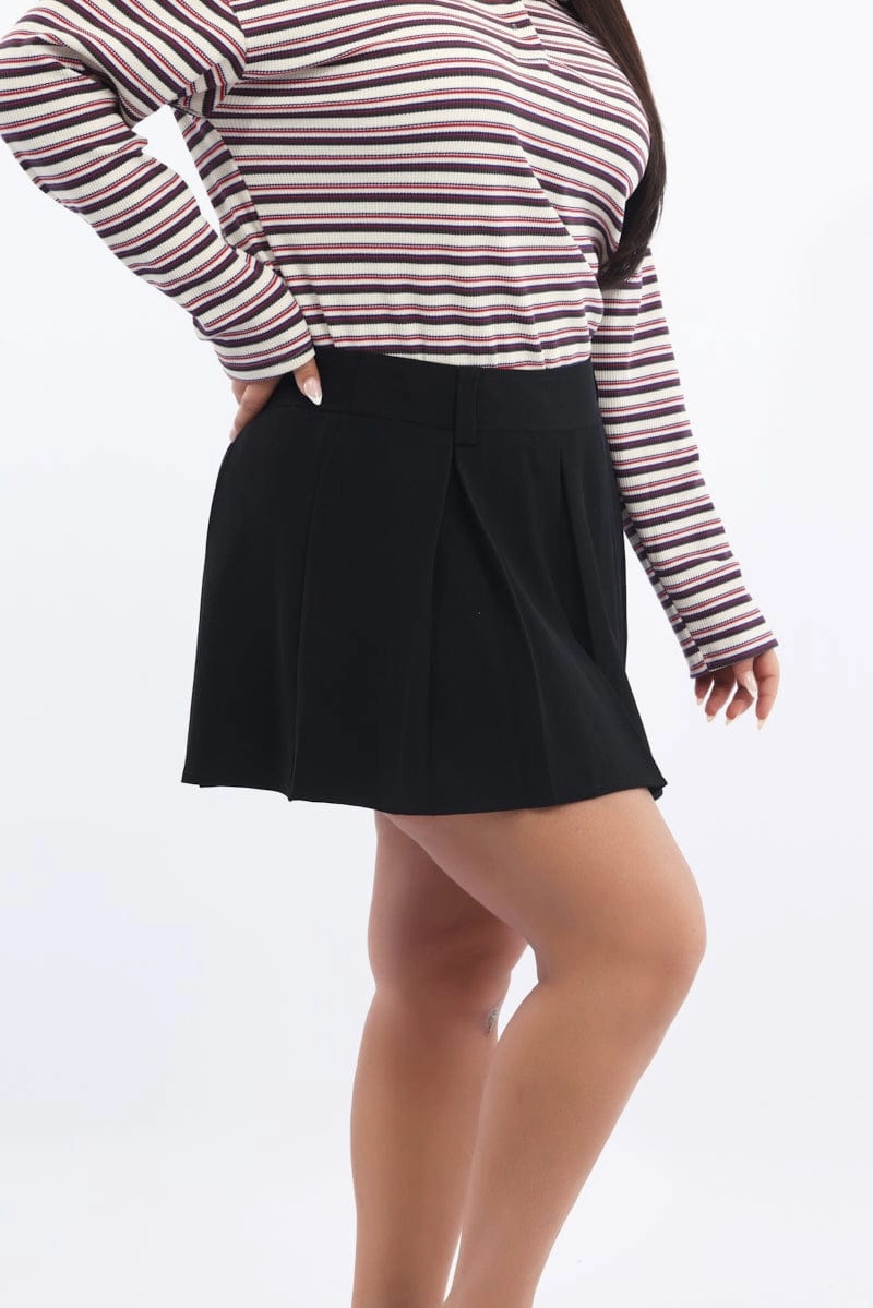 Easy Comfort Black Pleated Mini Tennis Skirt