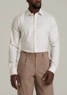 StainRepellentCoating Oskar Button-Up Dress Shirt for Tall Men in Beige Mini Gingham