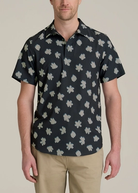 Active Lifestyle Functional Shirt Coastal Perforated Tall Men's Polo Shirt in Navy and Bone Floral