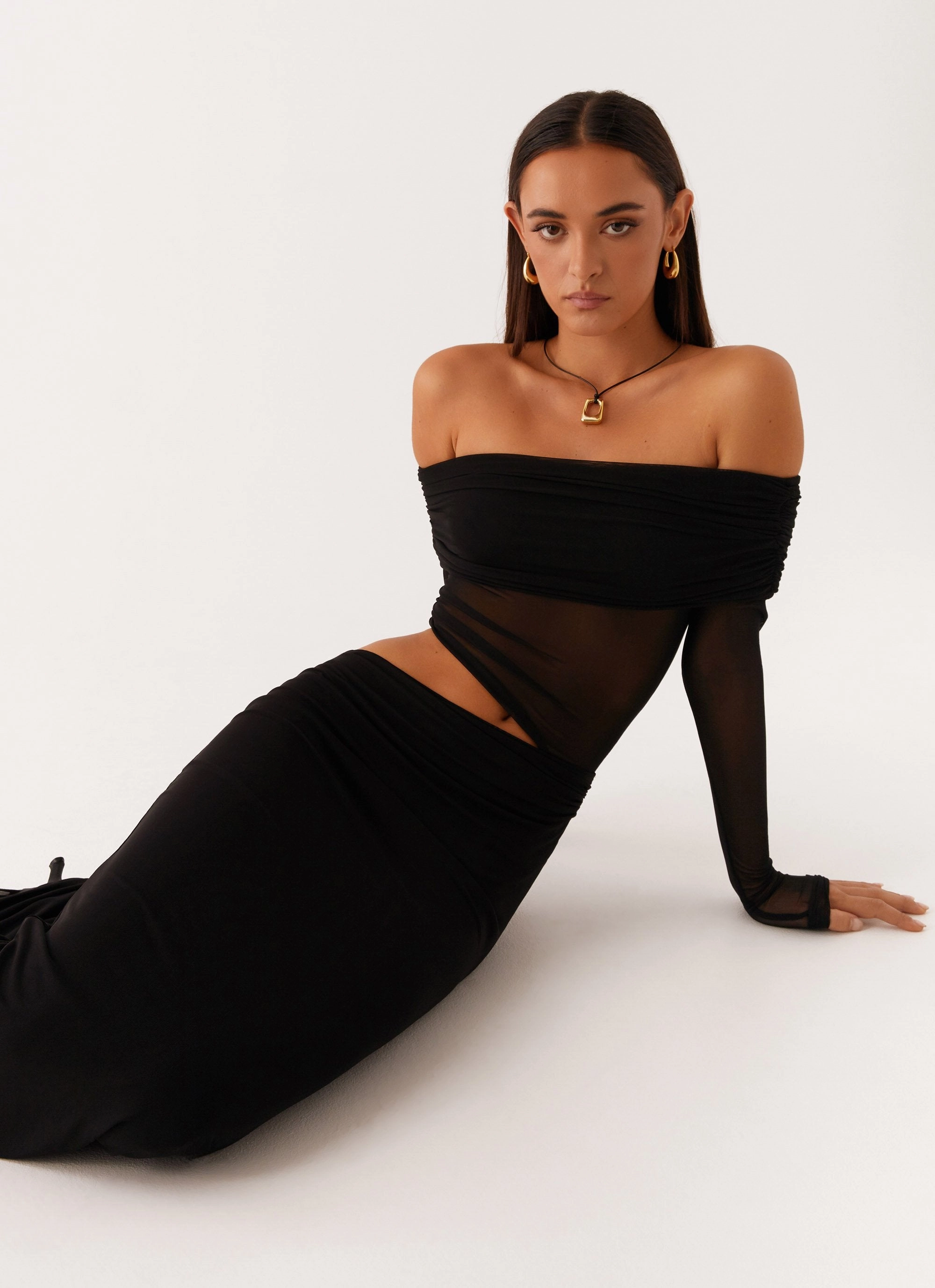Emery Maxi Dress - Black Comfort Layer Art Inspired