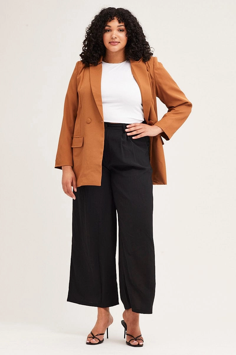 simple design Beige Long Sleeve Double Breasted Blazer