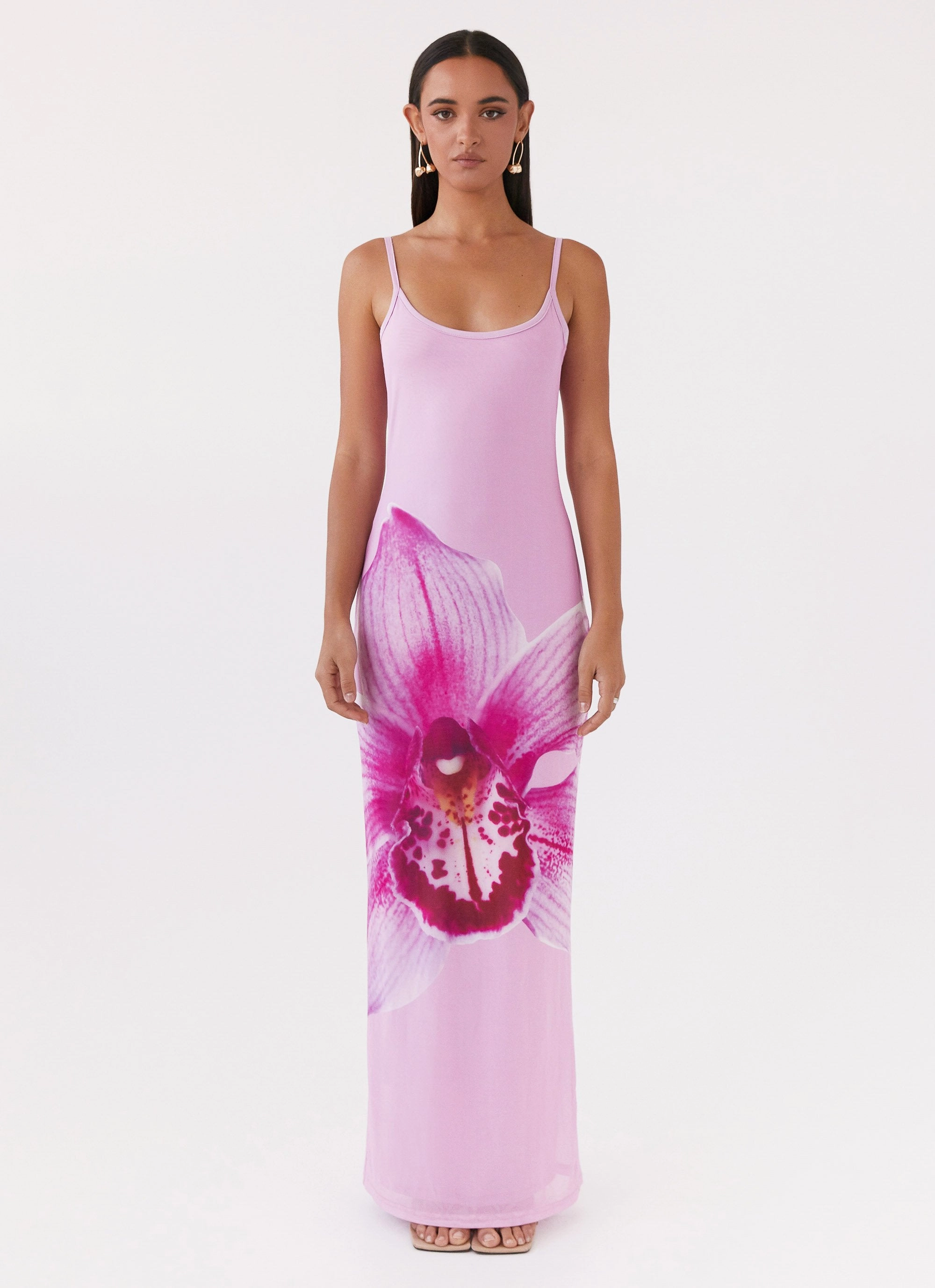 Bad News Mesh Maxi Dress - Pink Magnolia Light Blend Stylish Waistband Design