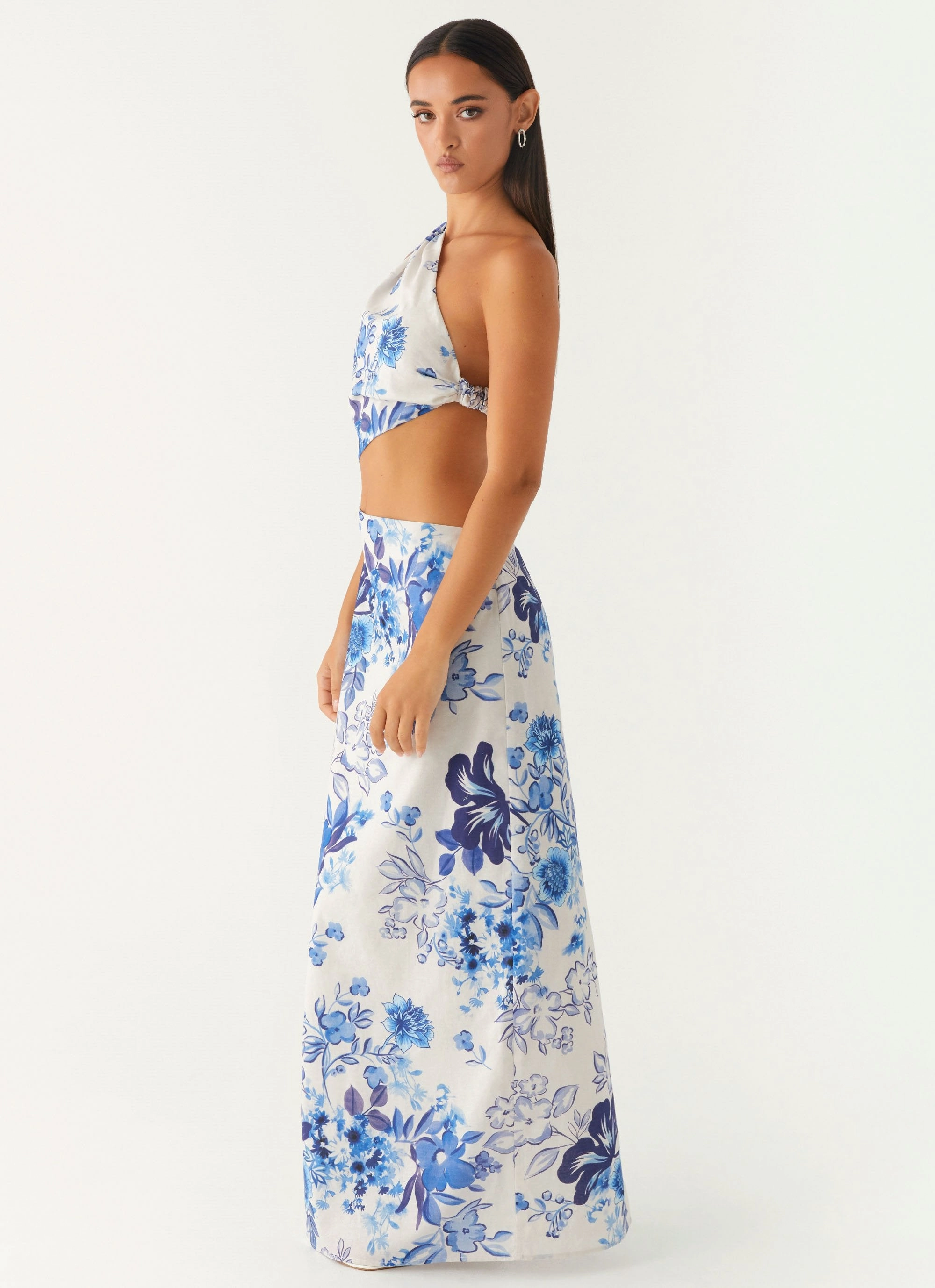Bridal-Shower Wool-Blend All Summer Long Maxi Dress - Serene Sky Floral