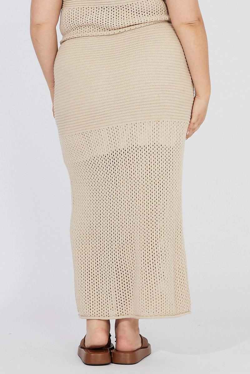 Beige Crochet Maxiskirt Natural Mood
