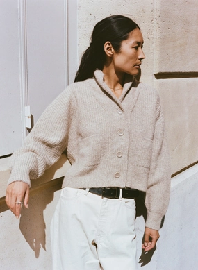 Sloan Cardigan, Alpaca Blend, Brush Office Casual City Staple