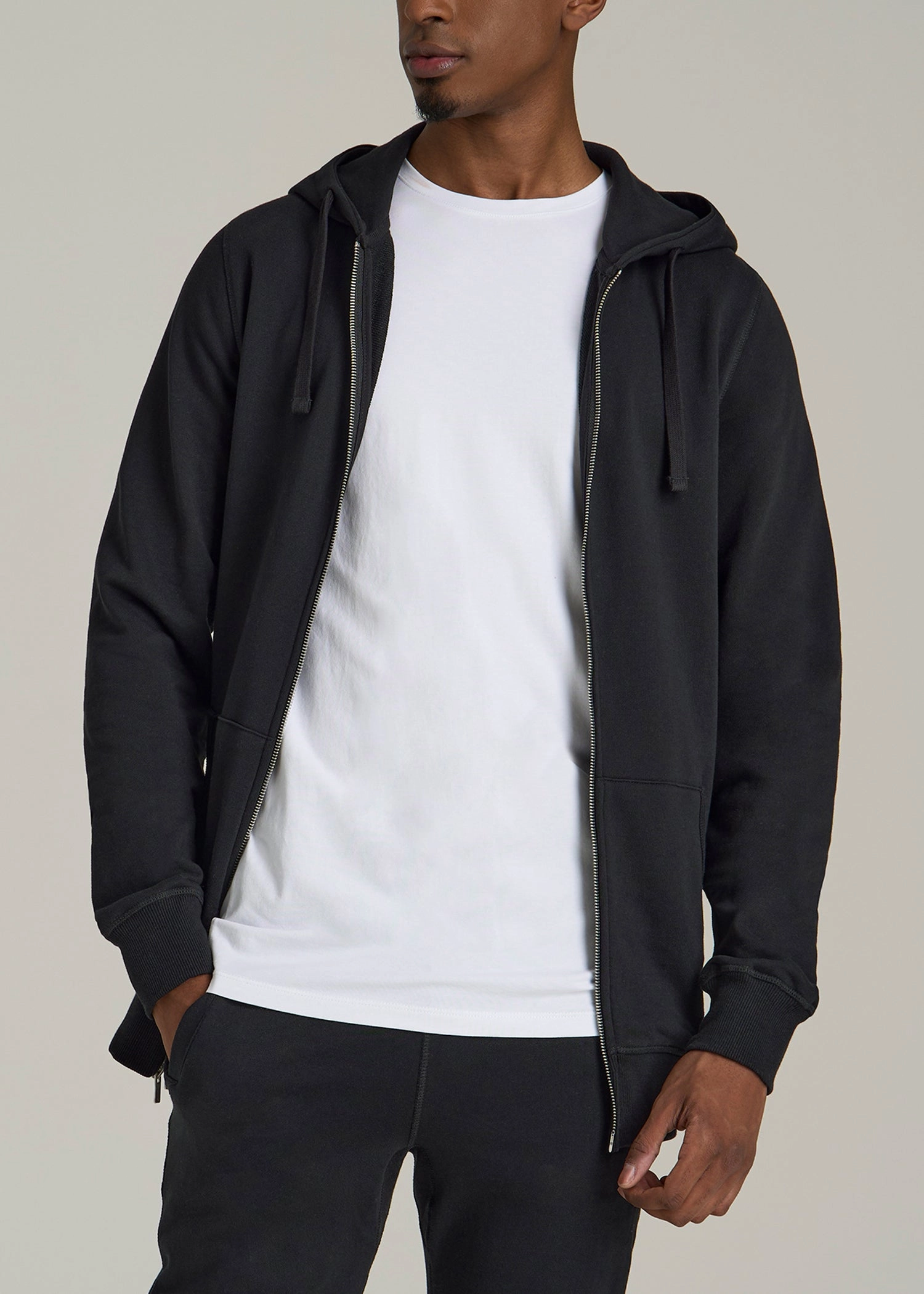Wearever 2.0 French Terry Full-Zip Hoodie for Tall Men in Black young people