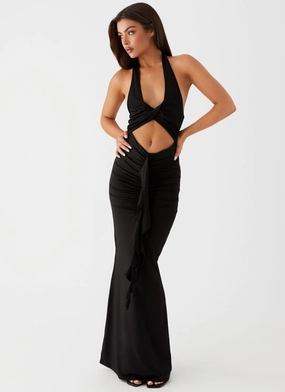 Morning Wear Allanna Frill Maxi Dress - Black