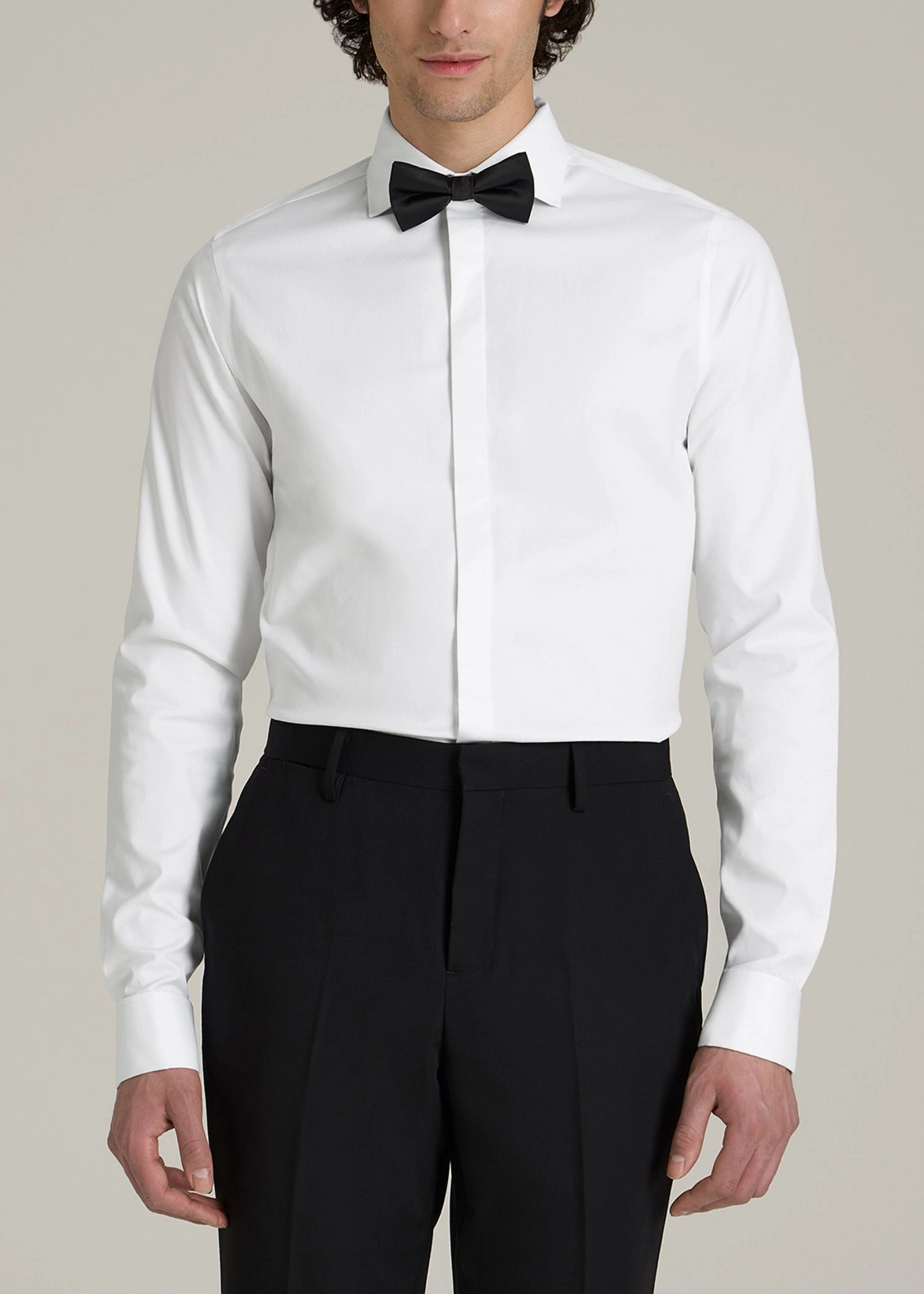 FrictionResistantEdges Tuxedo Shirt for Tall Men in White