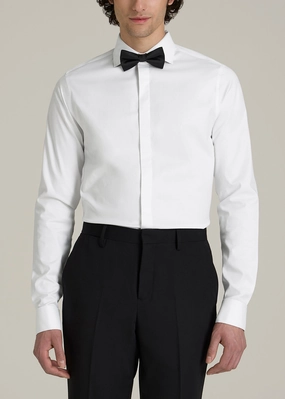 Tuxedo Shirt for Tall Men in White RollUpCuff