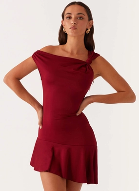 Gift-Worthy Amaya Twist Mini Dress - Maroon