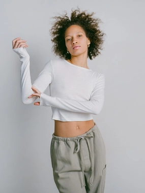 Lia Top, Regen Silk Noil Jersey, Natural SoftTouchFinish