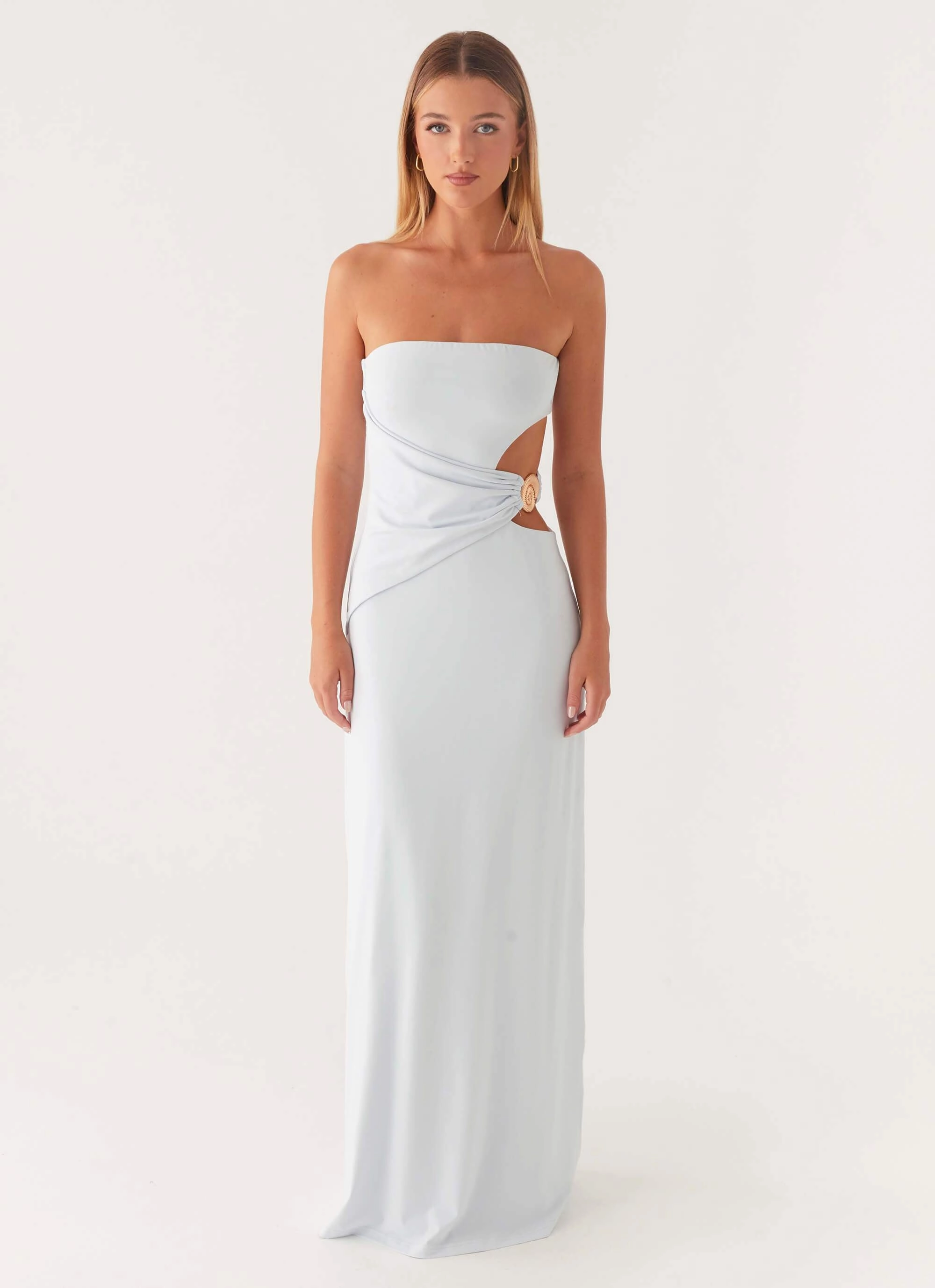 Knit Cool Contemporary Style Anetta Maxi Dress - Pale Blue