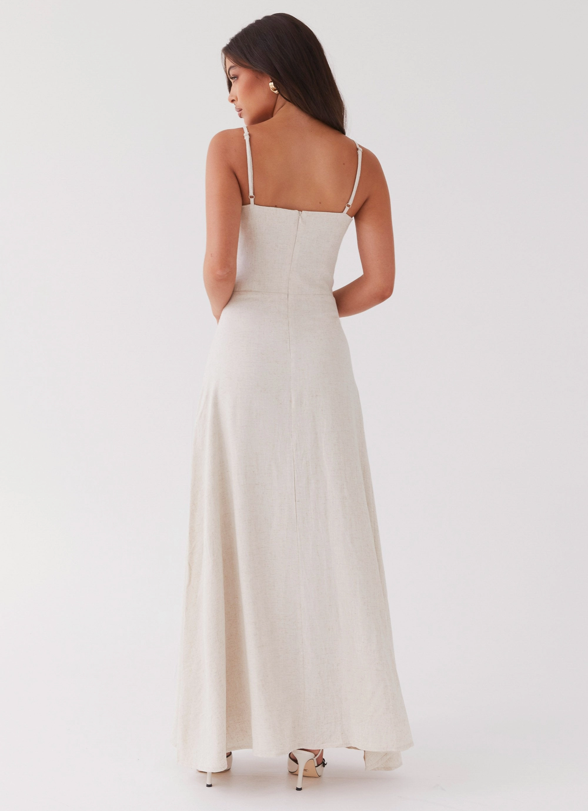 Stylish Look Angelina Linen Maxi Dress - Oatmeal