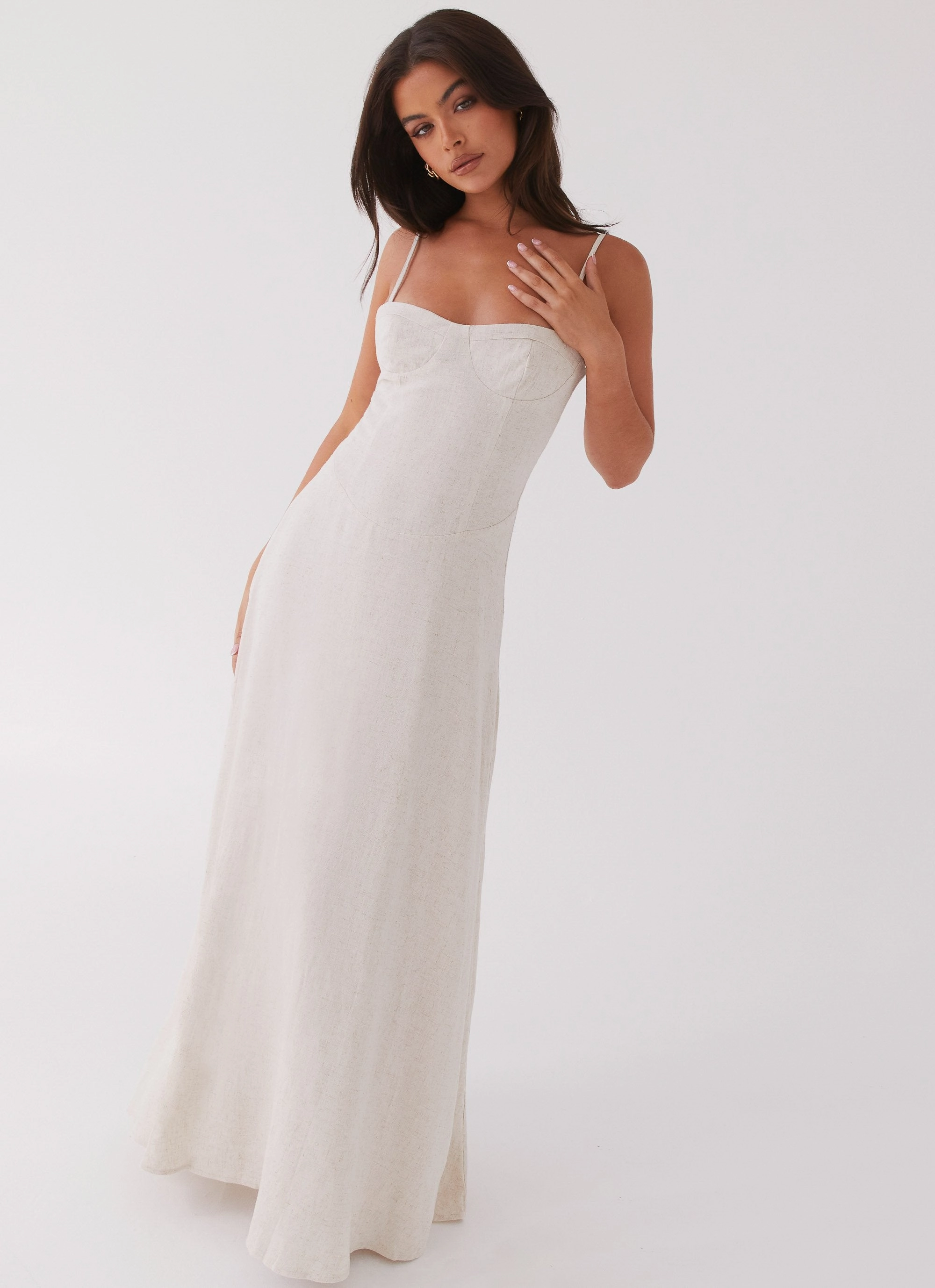 Smooth Flow Angelina Linen Maxi Dress - Oatmeal