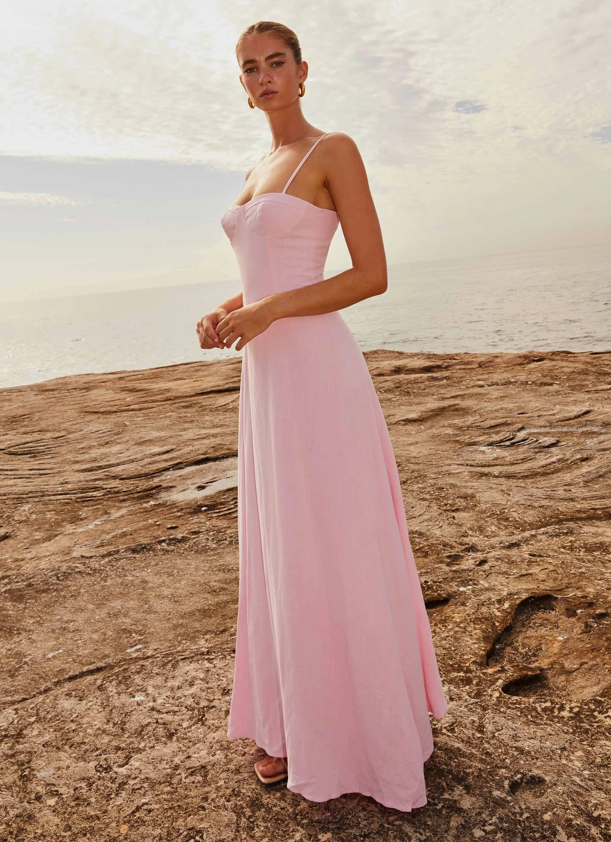 Angelina Linen Maxi Dress - Pink Petal Timeless Wear